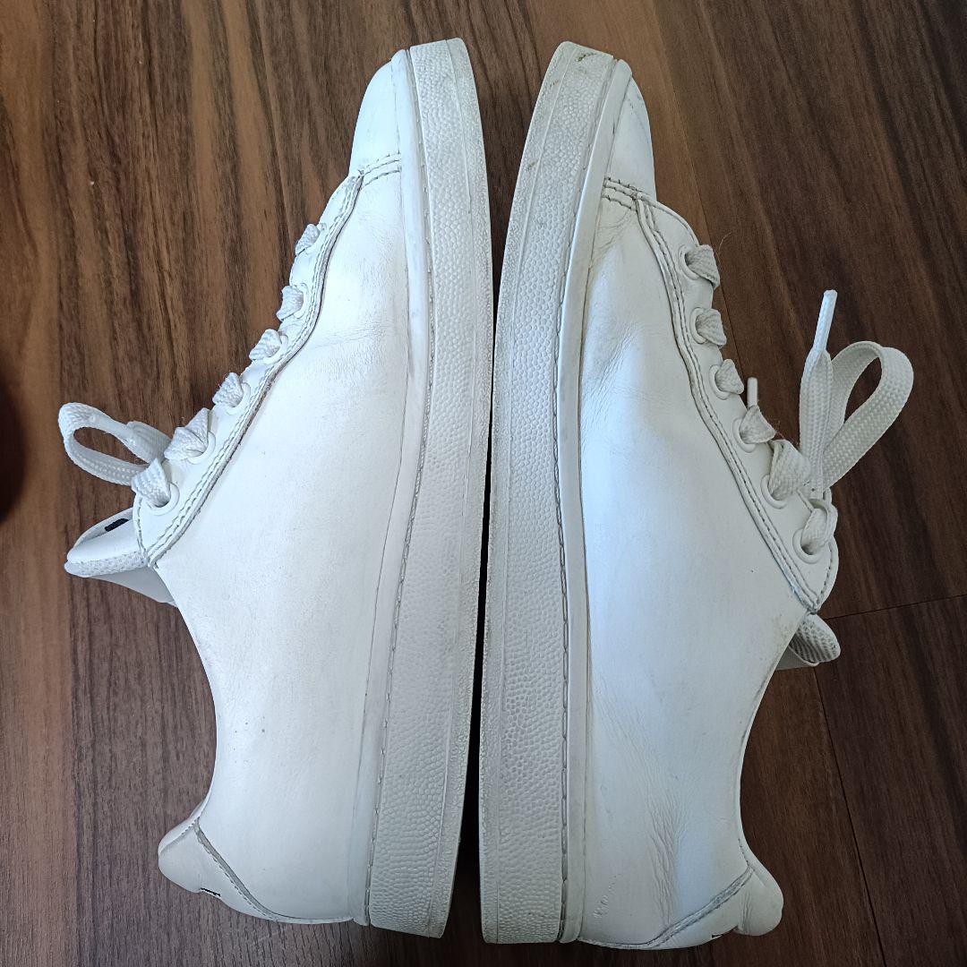 良品◎PRADA プラダ スニーカー ロゴ レザー 靴 白 ホワイト 24cm