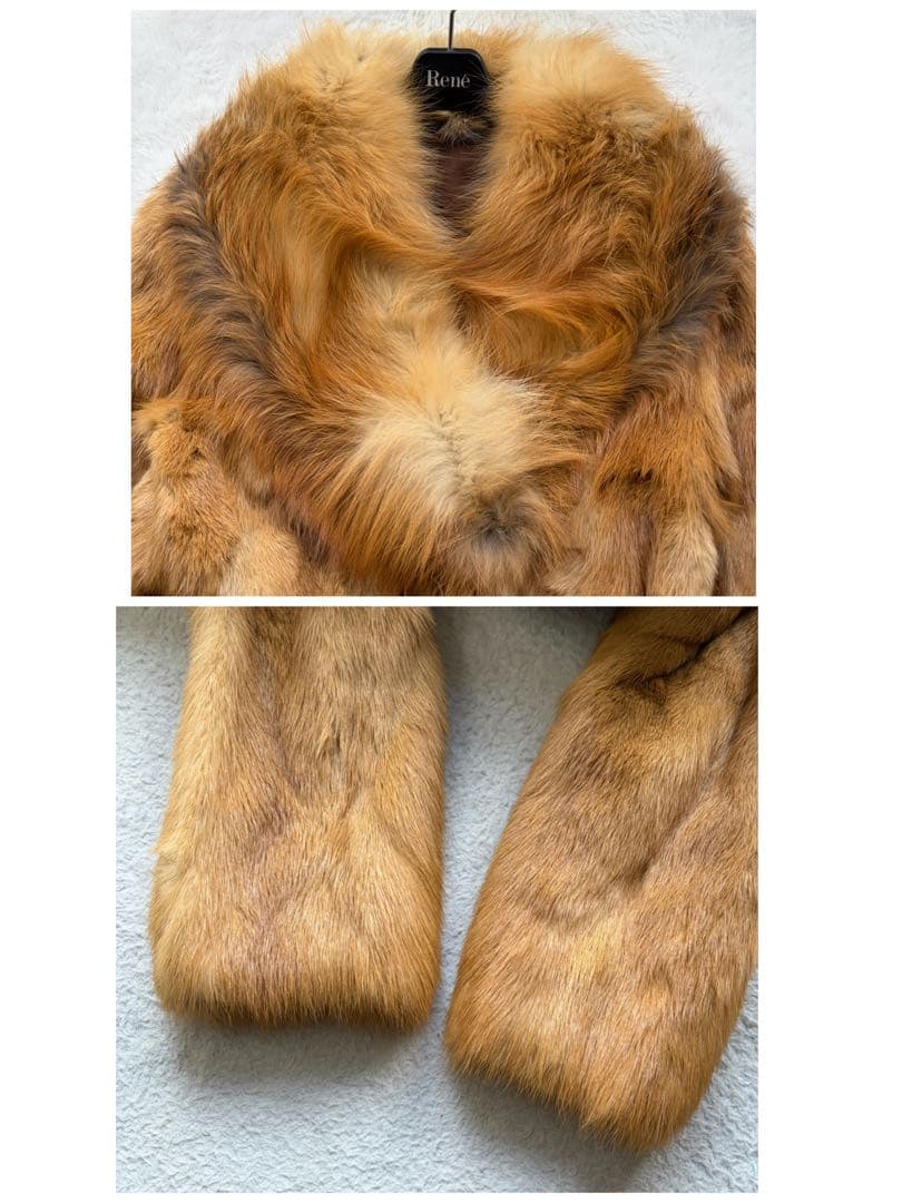 MOON BAT FUR リアルファーコート ロング丈 女優襟 Aライン 茶色系