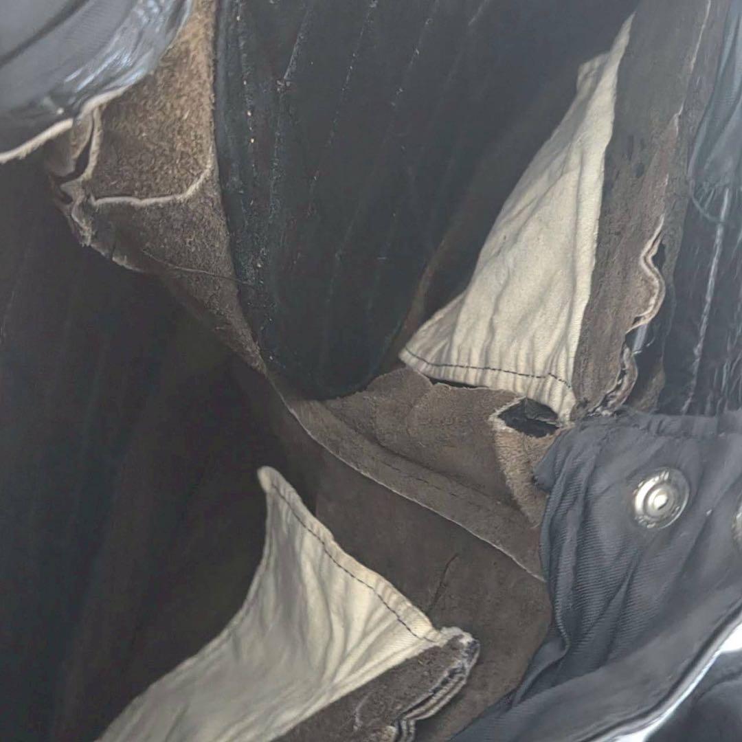 希少 VINTAGE キルティング ダブルニー レザーパンツ 牛革