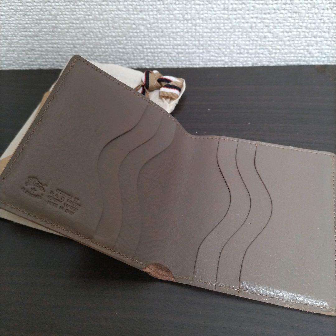 新品 イルビゾンテ 本革 レザー コンパクト 折り財布 カードケース グレー