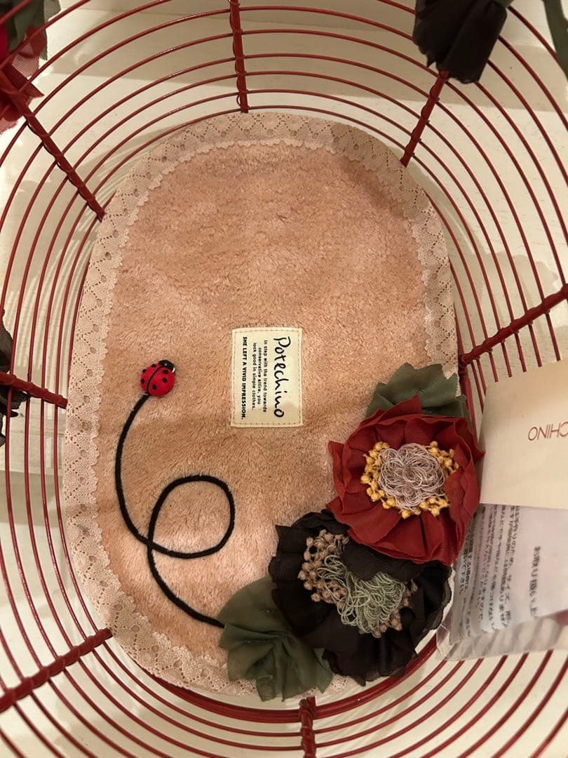 POTECCHINO ポテチーノ赤い花飾り付きかごバッグ