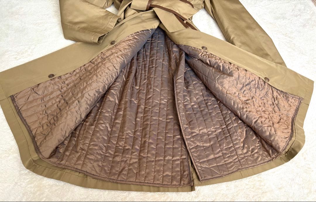 シルク　ロングコート　XL ライナー付き　トレンチコート　アクリス　Aライン