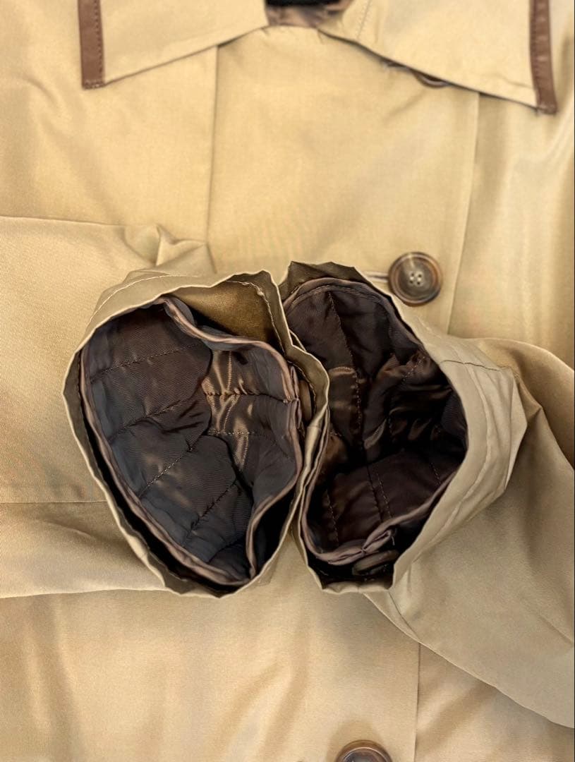 シルク　ロングコート　XL ライナー付き　トレンチコート　アクリス　Aライン