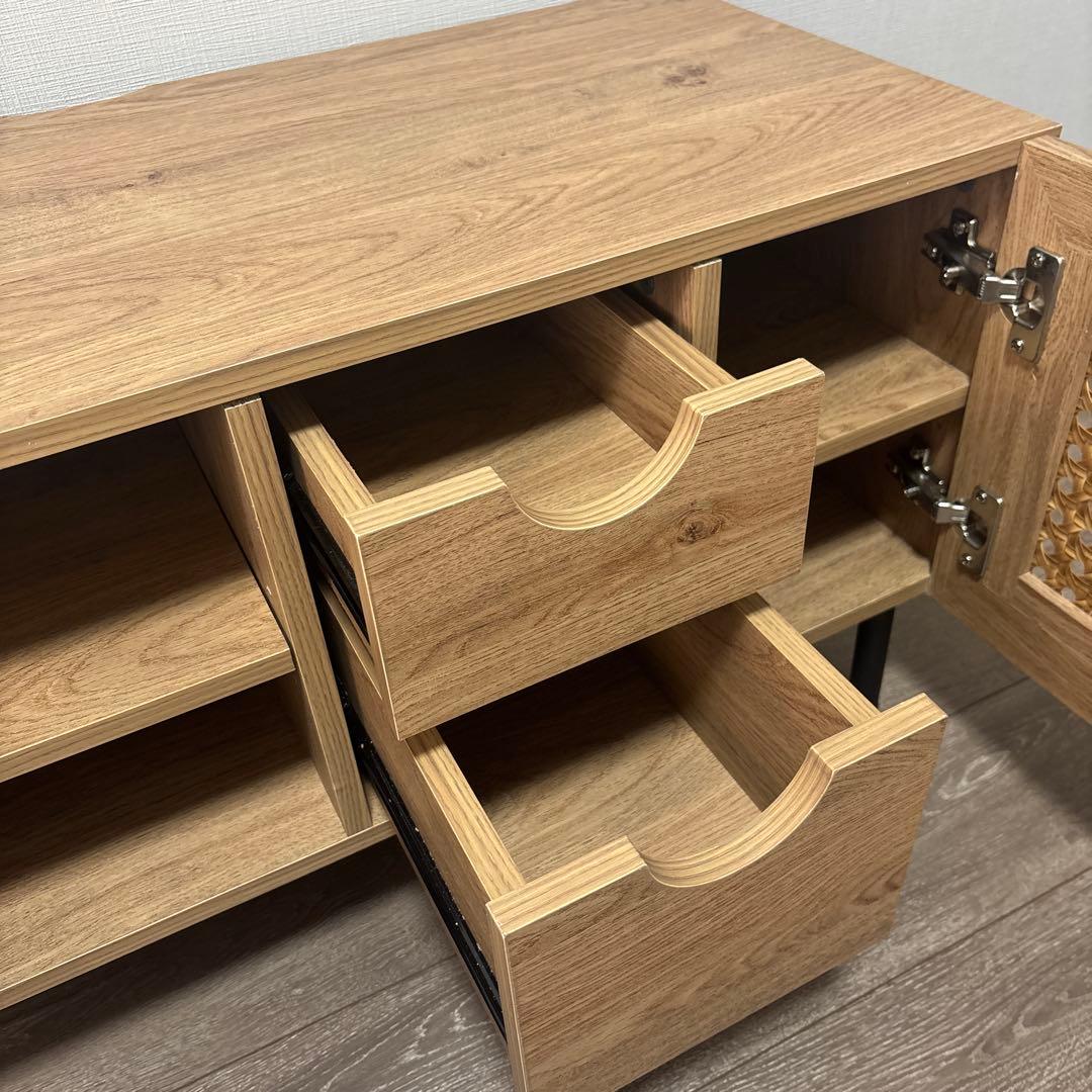 LOWYAラタン調テレビ台 2段収納タイプ [幅90]