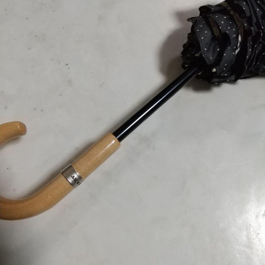 美品 BURBERRY 晴雨兼用 騎士 黒無地 ドット ノバチェック 傘