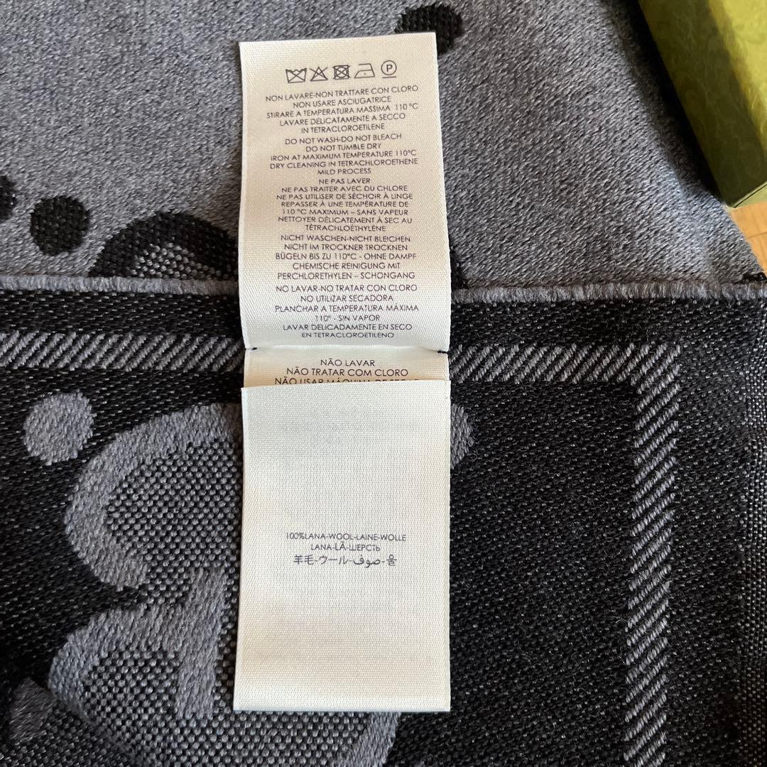 【試着のみ】GUCCI GGロゴ マフラー ストール　グレー ブラック