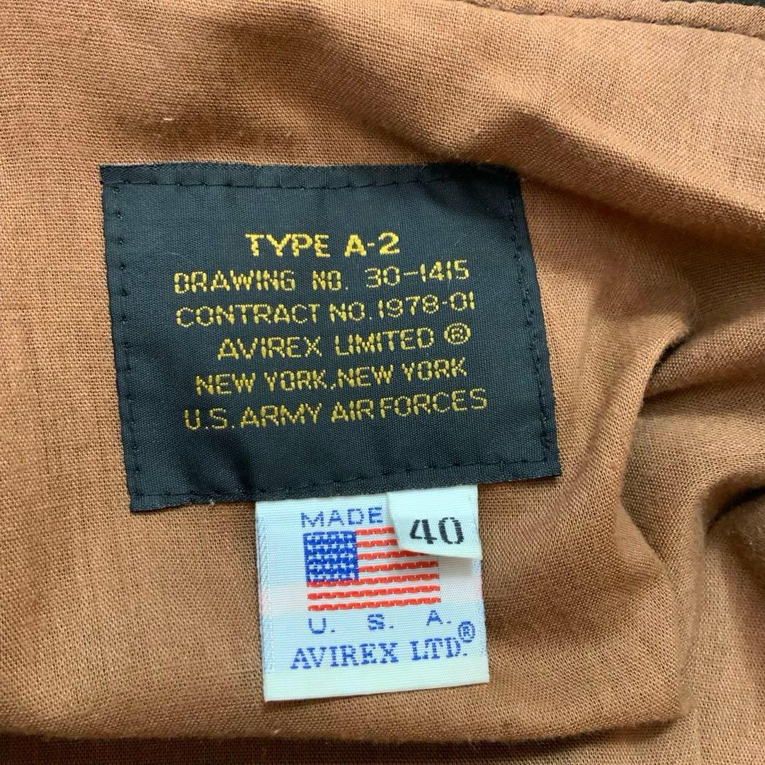 A/W AVIREX A-2 レザージャケット フライトジャケット 40