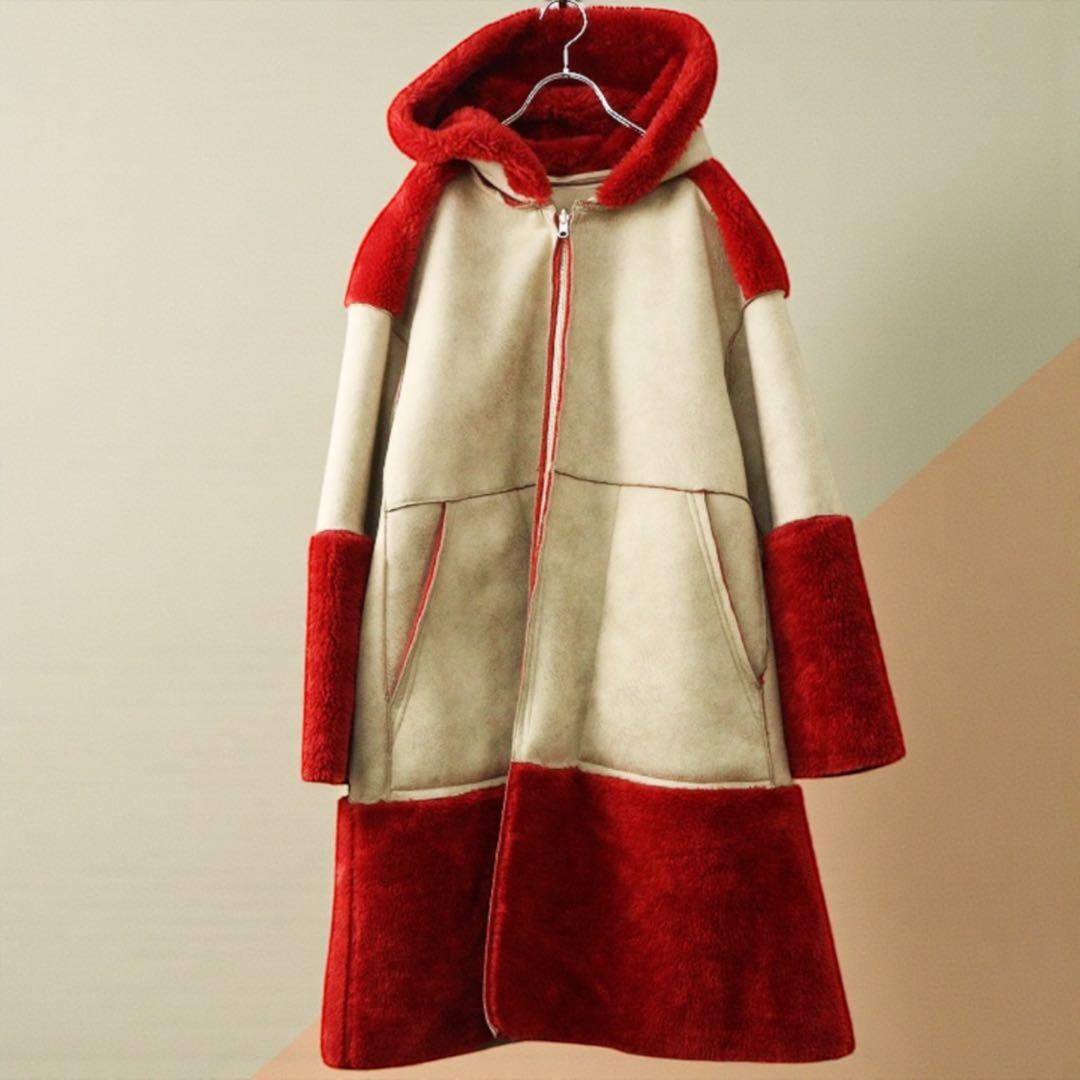 アズノゥアズオオラカ/ムートンロングコート/ファー/リバーシブル/フード/近年