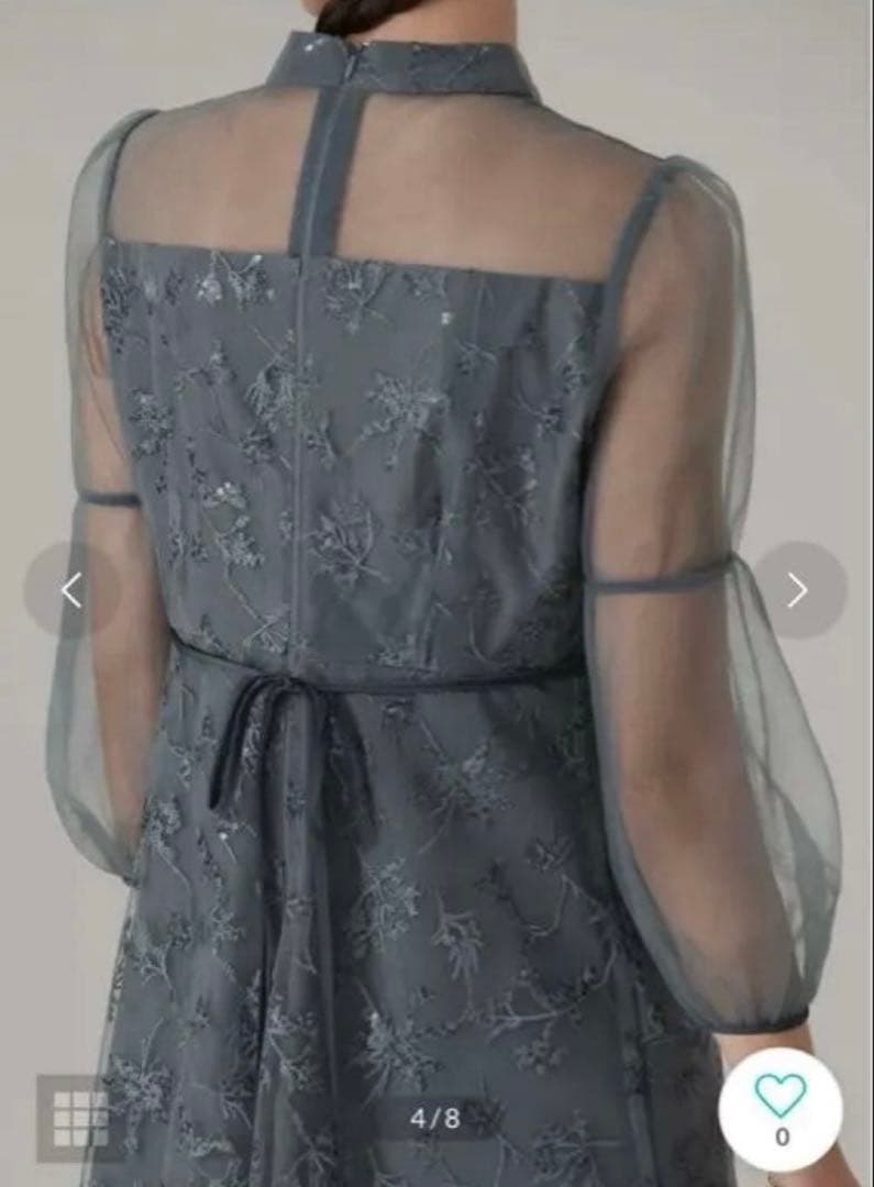 【LEJA】花柄刺繍レーススパンコールハートカットAラインドレスM