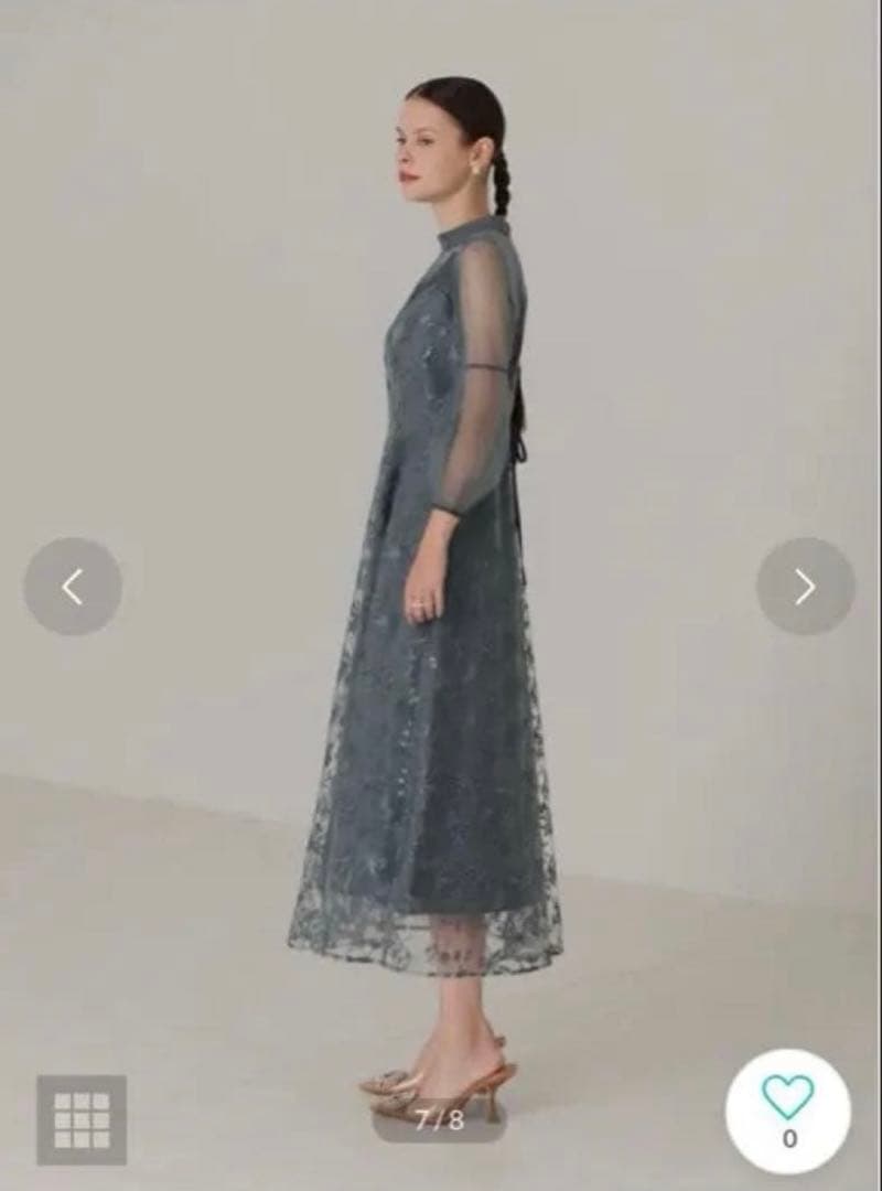 【LEJA】花柄刺繍レーススパンコールハートカットAラインドレスM