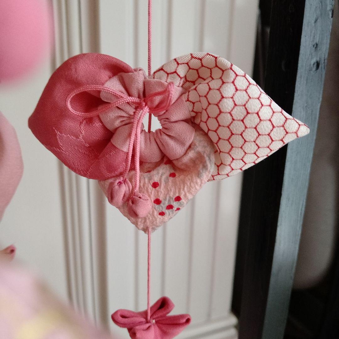 吊るし飾り　雛人形　ちりめん細工 吊るし雛　 ハンドメイド　2個掛台付