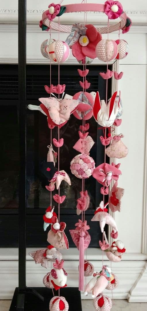 吊るし飾り　雛人形　ちりめん細工 吊るし雛　 ハンドメイド　2個掛台付