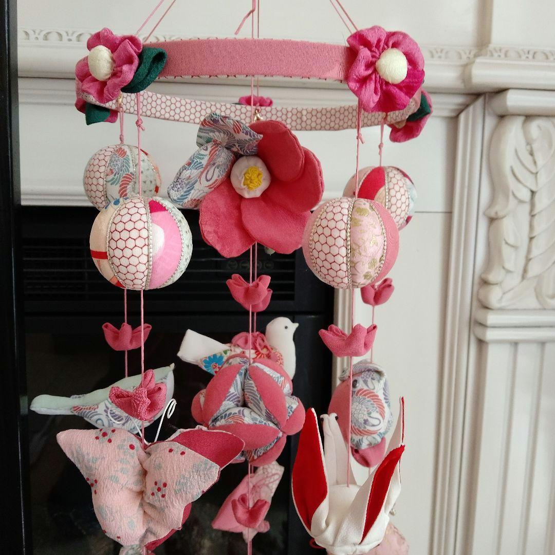 吊るし飾り　雛人形　ちりめん細工 吊るし雛　 ハンドメイド　2個掛台付