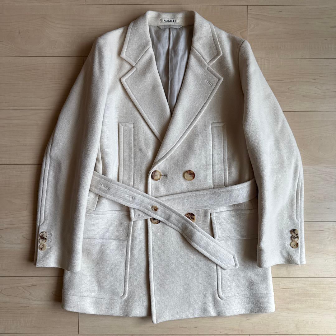 ジャケット・アウター AURALEE WOOL SILK MELTON HALF COAT