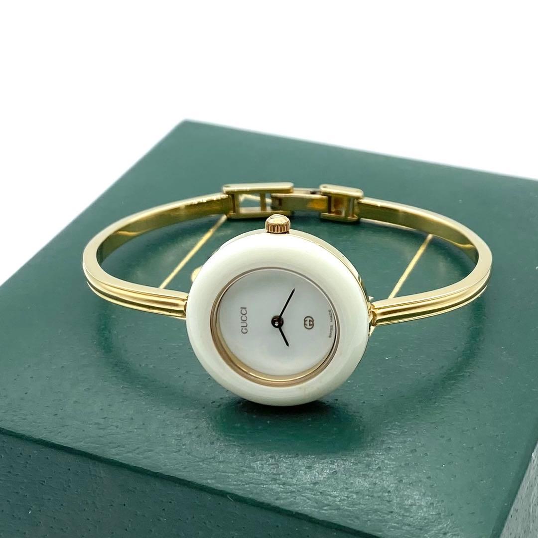 極良品☆稼働　GUCCI チェンジベゼル　新品電池　レディース腕時計