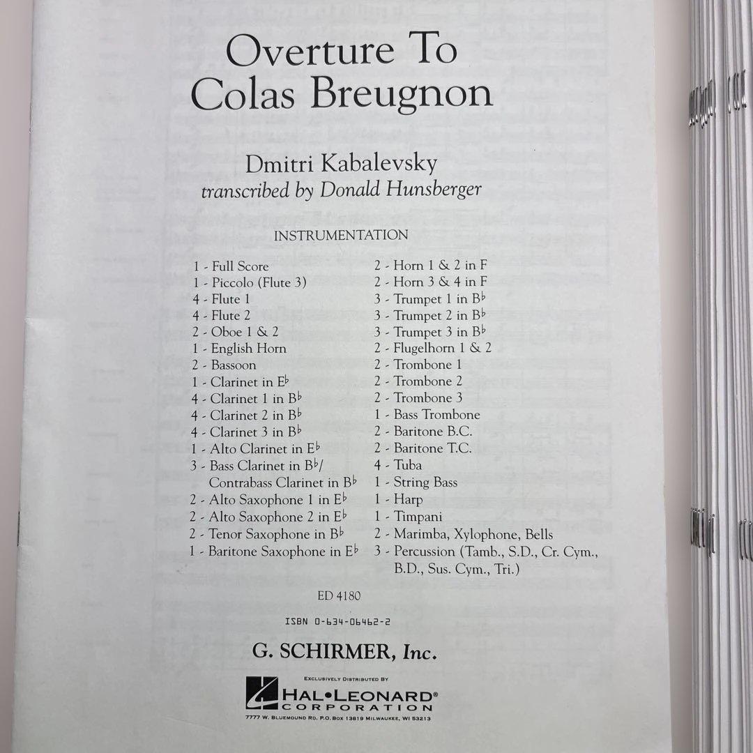 【輸入楽譜】コラ・ブルニョン序曲 吹奏楽 フルスコアとパートスコアのセット