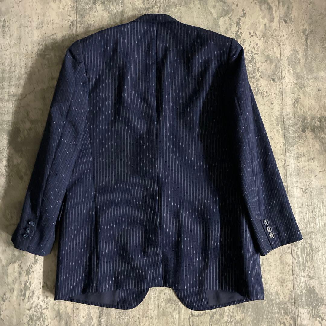 極美品 濃紺 霜降りストライプ セットアップ × OLD GUCCI ネクタイ