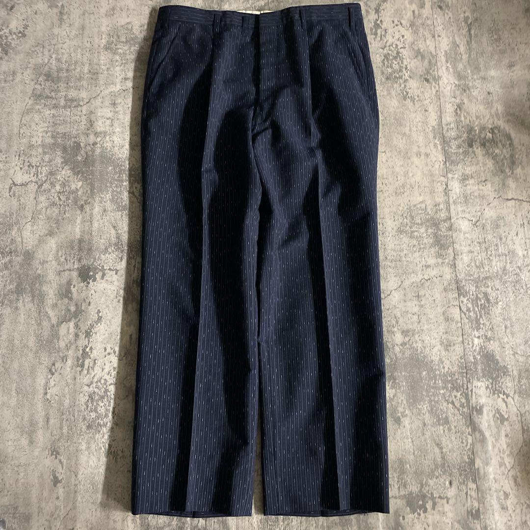 極美品 濃紺 霜降りストライプ セットアップ × OLD GUCCI ネクタイ