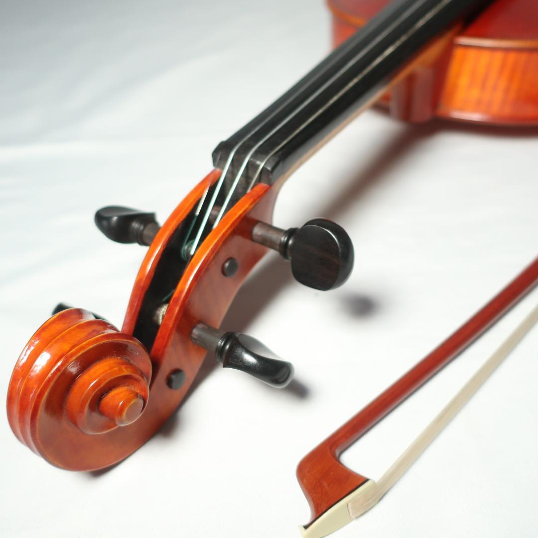 美品 虎杢 4/4 バイオリン 弓 ハードケース付き 弦交換済