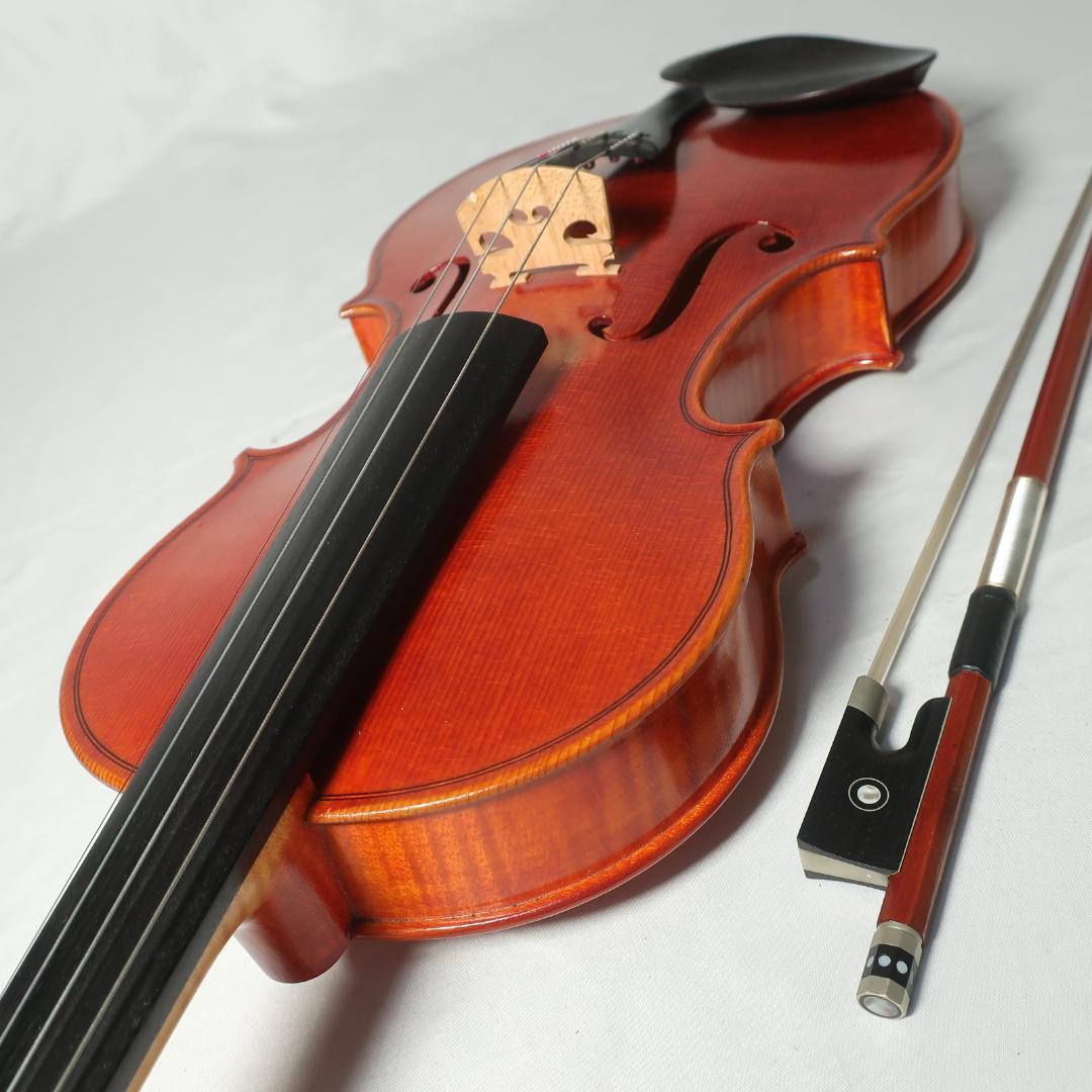 美品 虎杢 4/4 バイオリン 弓 ハードケース付き 弦交換済