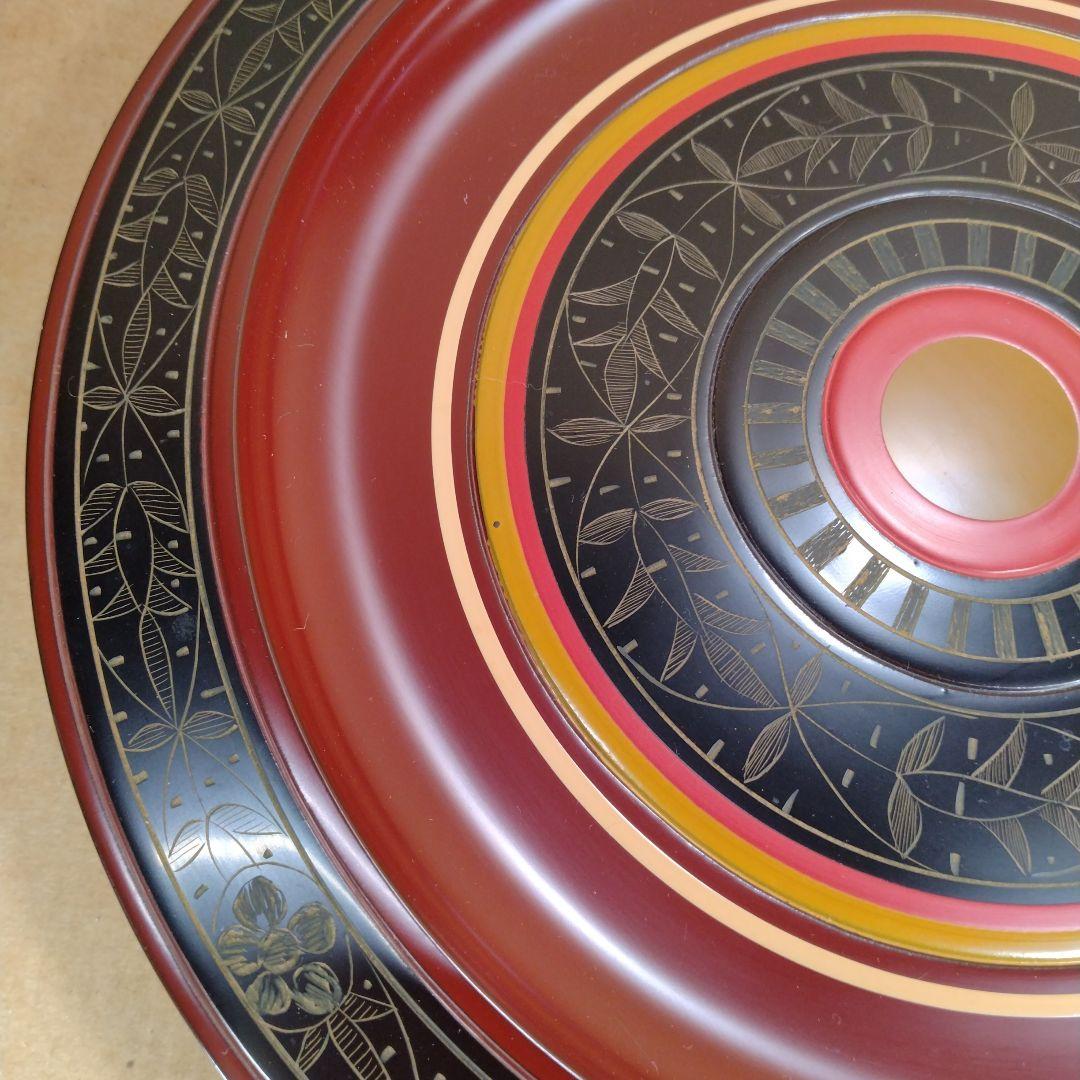 しんのすけ123【本物保証】四代川端近左 唐物写独楽菓子盆 塗共箱 最上手