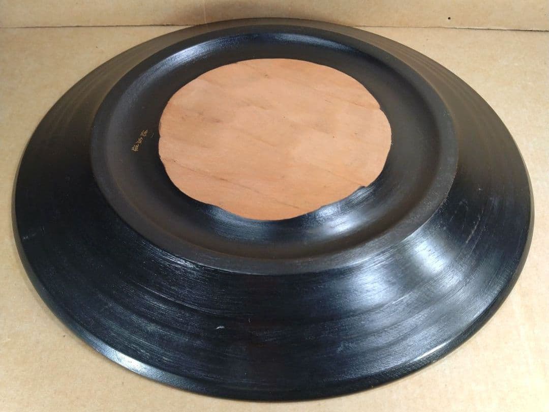 しんのすけ123【本物保証】四代川端近左 唐物写独楽菓子盆 塗共箱 最上手