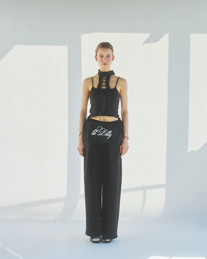 ♡ lilLilly S/S ガータースウェットパンツ Black