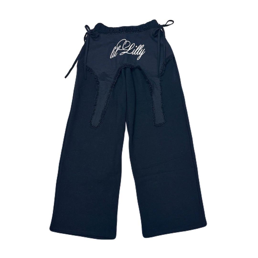 ♡ lilLilly S/S ガータースウェットパンツ Black