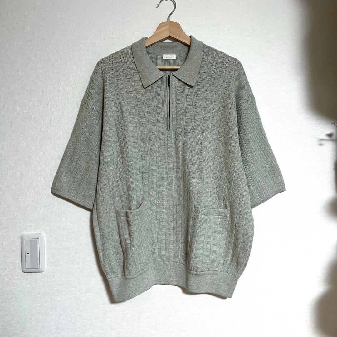 トップス crepuscule Rib Half Zip Polo