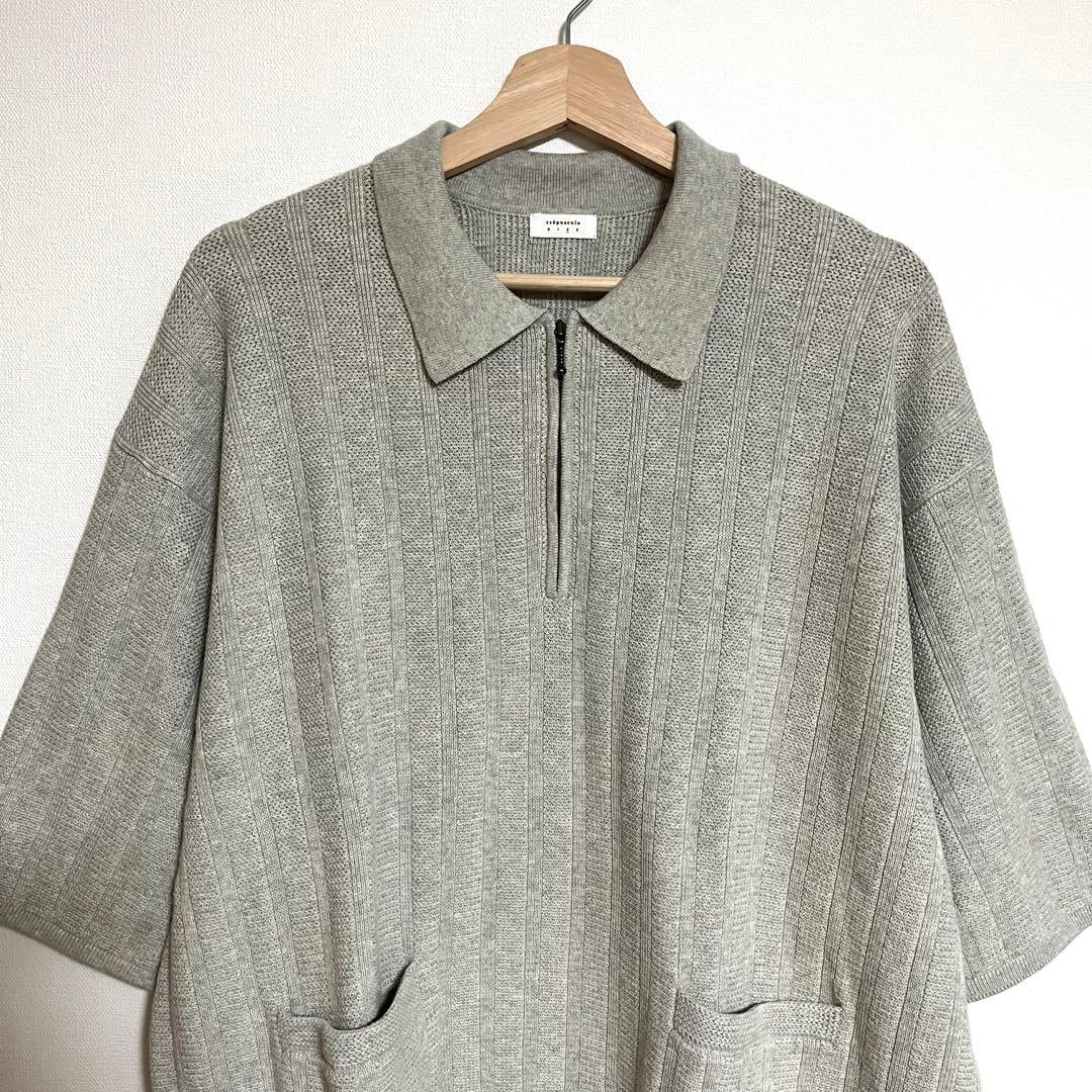 トップス crepuscule Rib Half Zip Polo