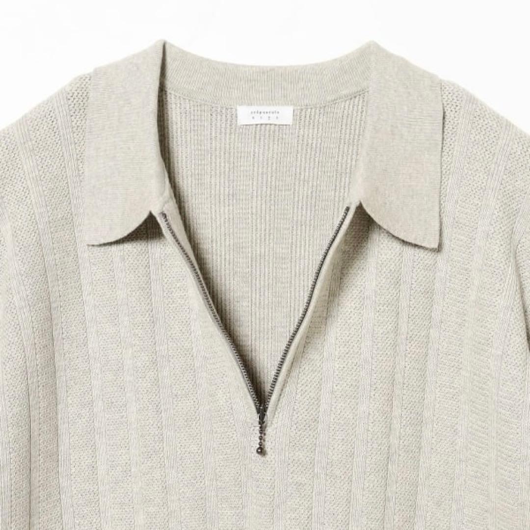 トップス crepuscule Rib Half Zip Polo