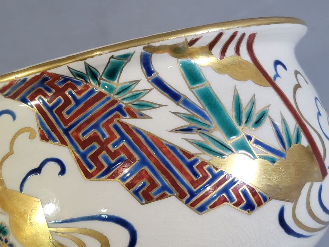 DT530 茶道具 色絵 扇流紋 皆具 共箱