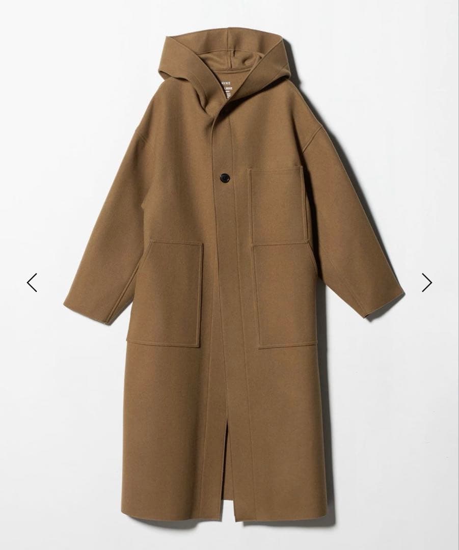 HYKE フード付きブラウンロングコート