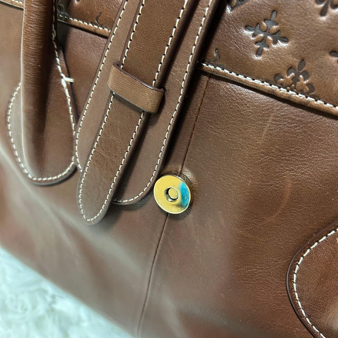 【美品】希少！袋付き ラシット 型押し アナグラム レザー A4トートバッグ