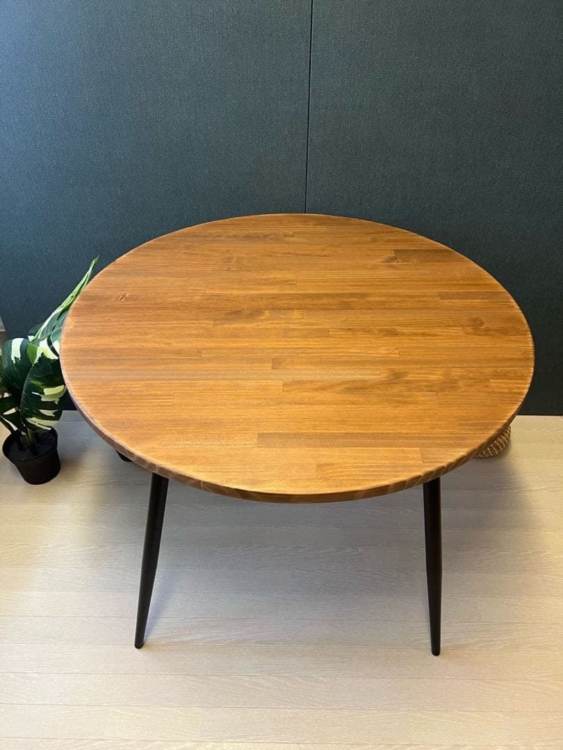 【オーダー】 テーブル 正方形 80cm パイン ウォルナット調 ボルト連結脚