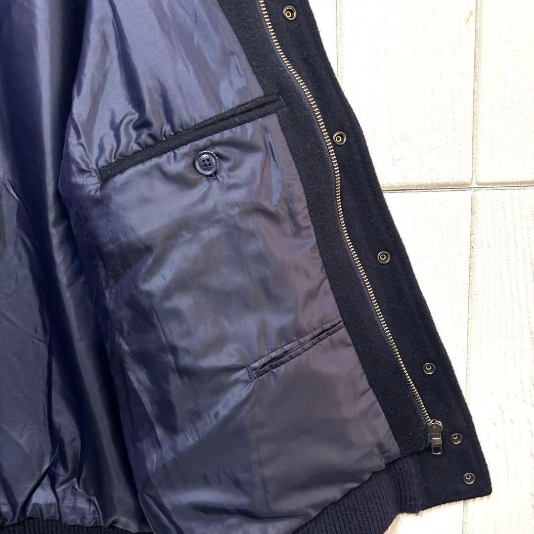 希少 nanamica ナナミカ 袖レザー メルトン スタジャン ネイビー色 S