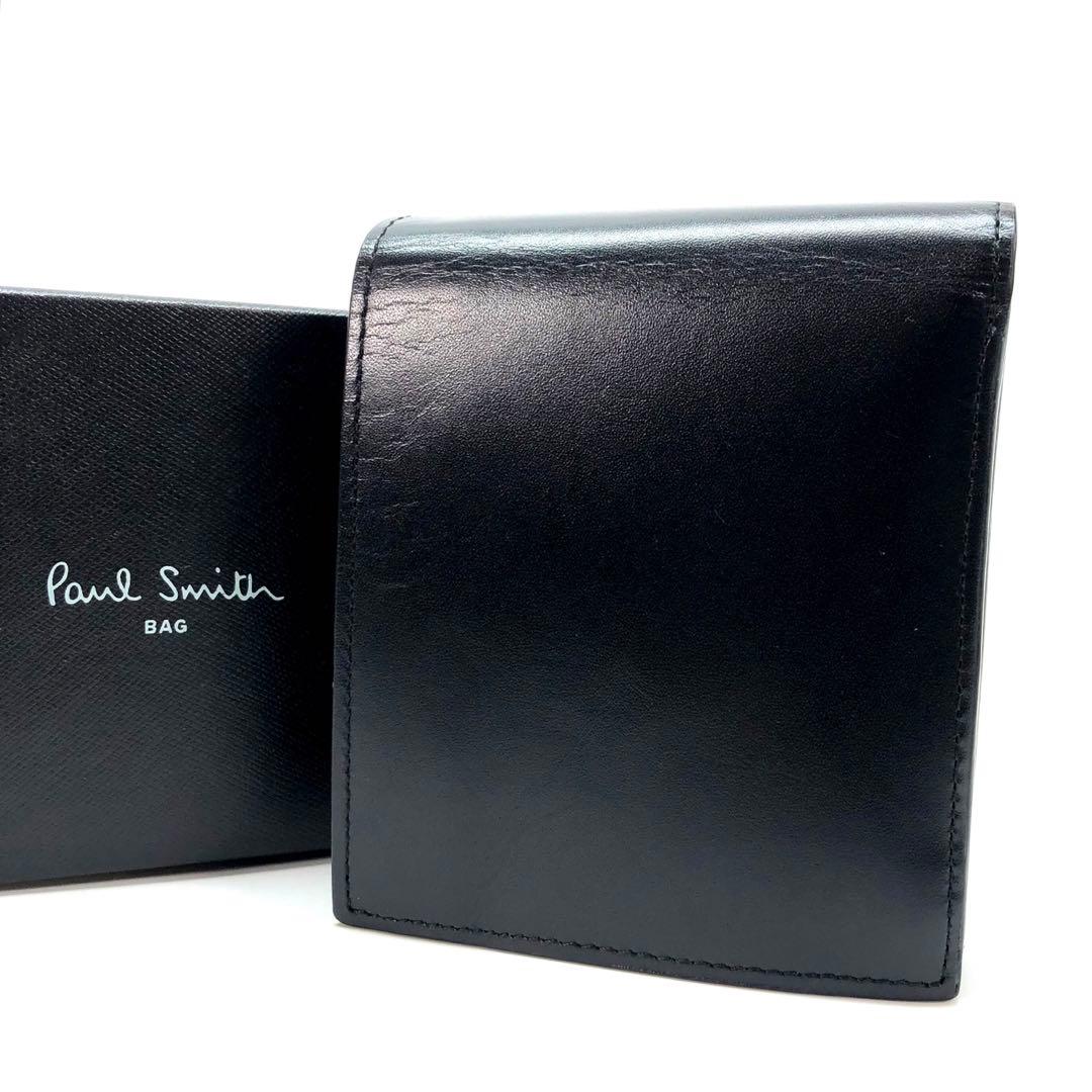 新品 ポールスミス 二つ折り　財布 コンパクト レザー 財布　黒　10C755
