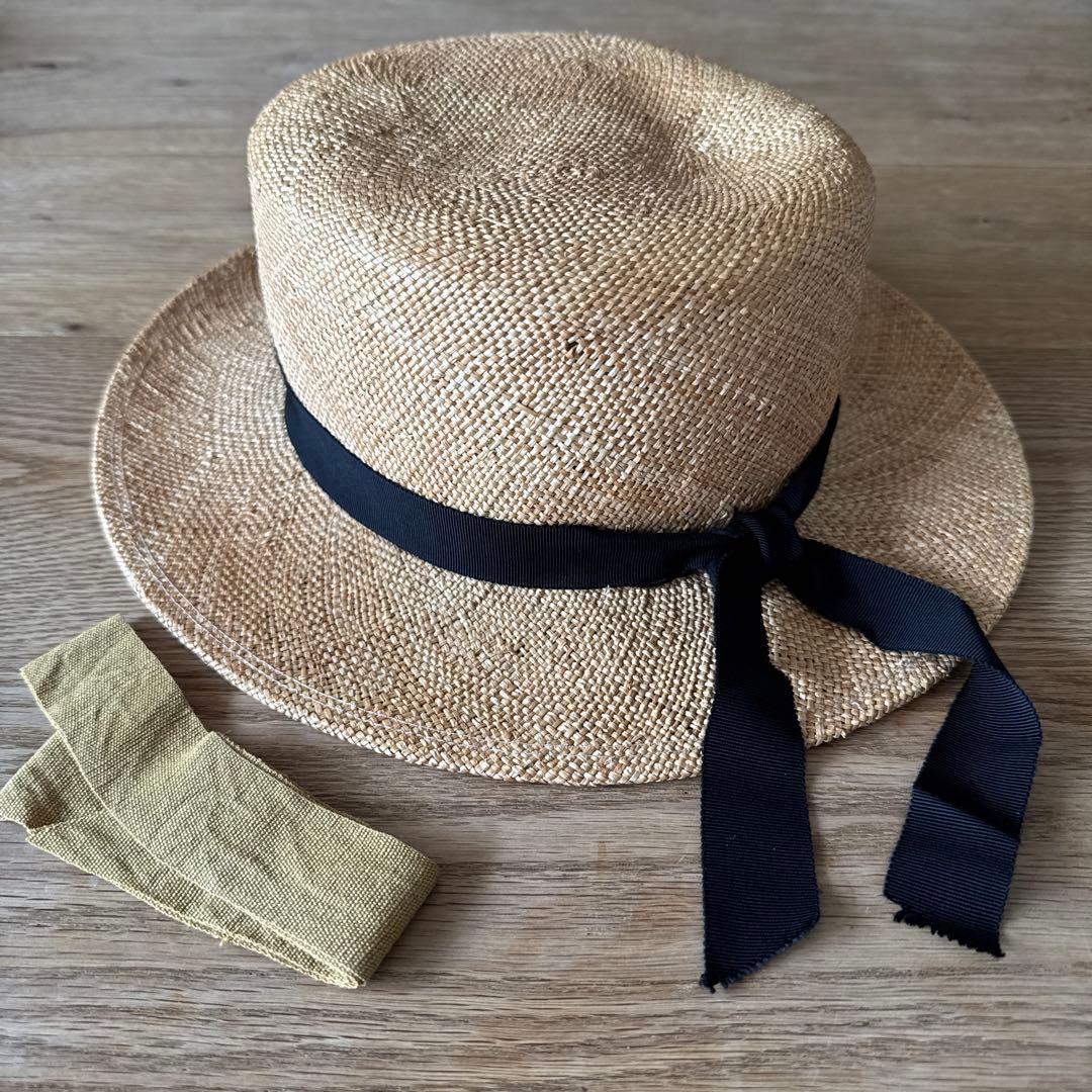 カワムラ帽子店 カンカン帽 Lサイズ 替えリボン付き