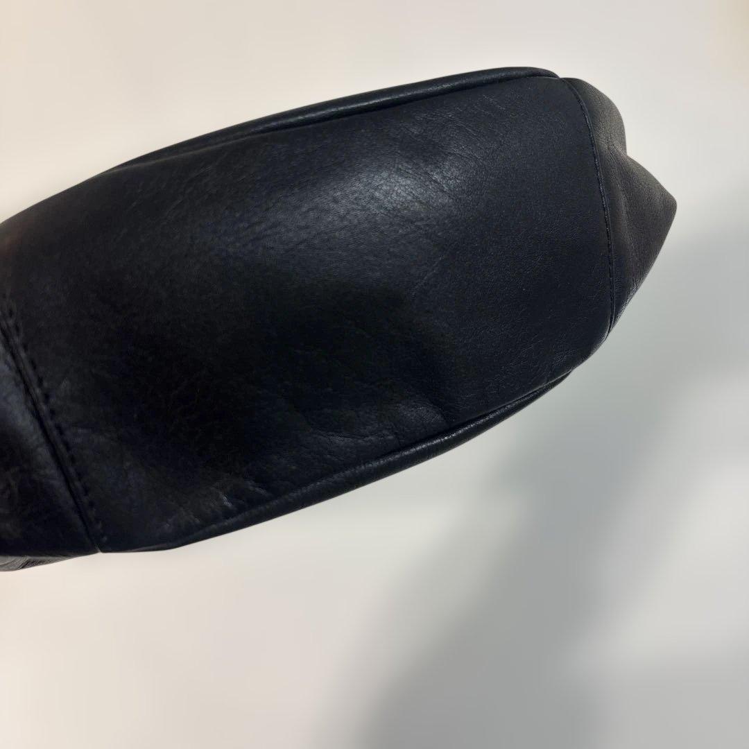 超美品ラシット ソフトレザーラウンドショルダーバッグ 金具シルバー