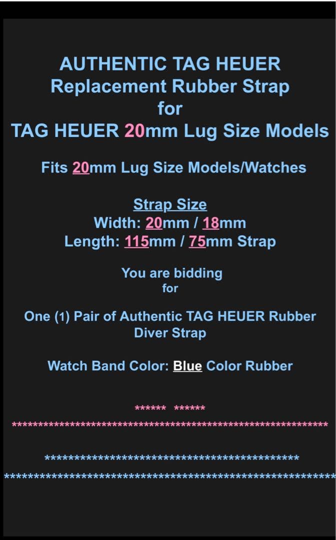 TAG Heuer 用ラバーストラップ 青色20mm アクアレーサーなどに