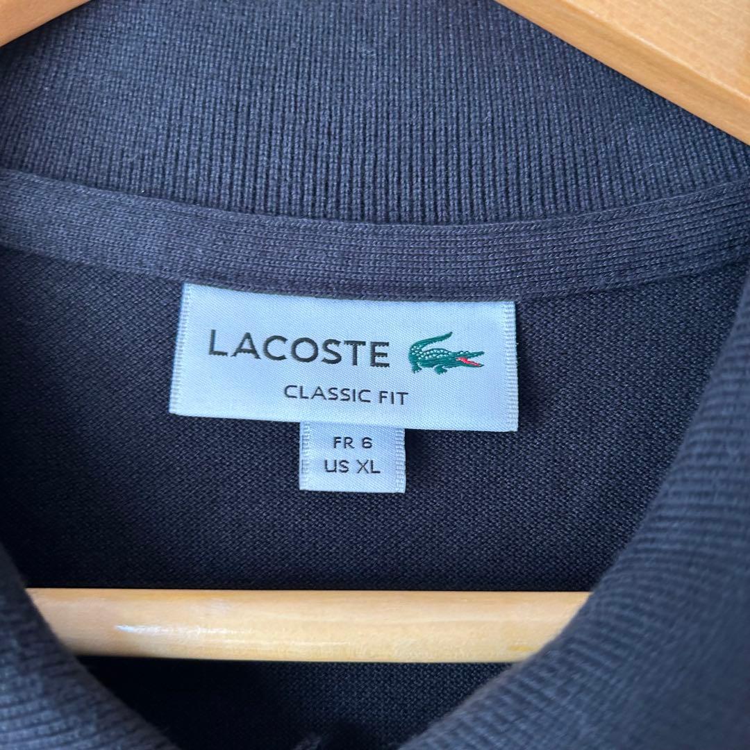 【日本製】　ラコステ　ポロシャツ　L1212　黒　ブラック　状態良好　XL