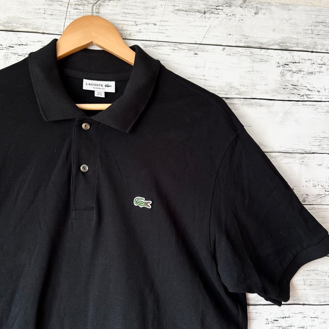 【日本製】　ラコステ　ポロシャツ　L1212　黒　ブラック　状態良好　XL