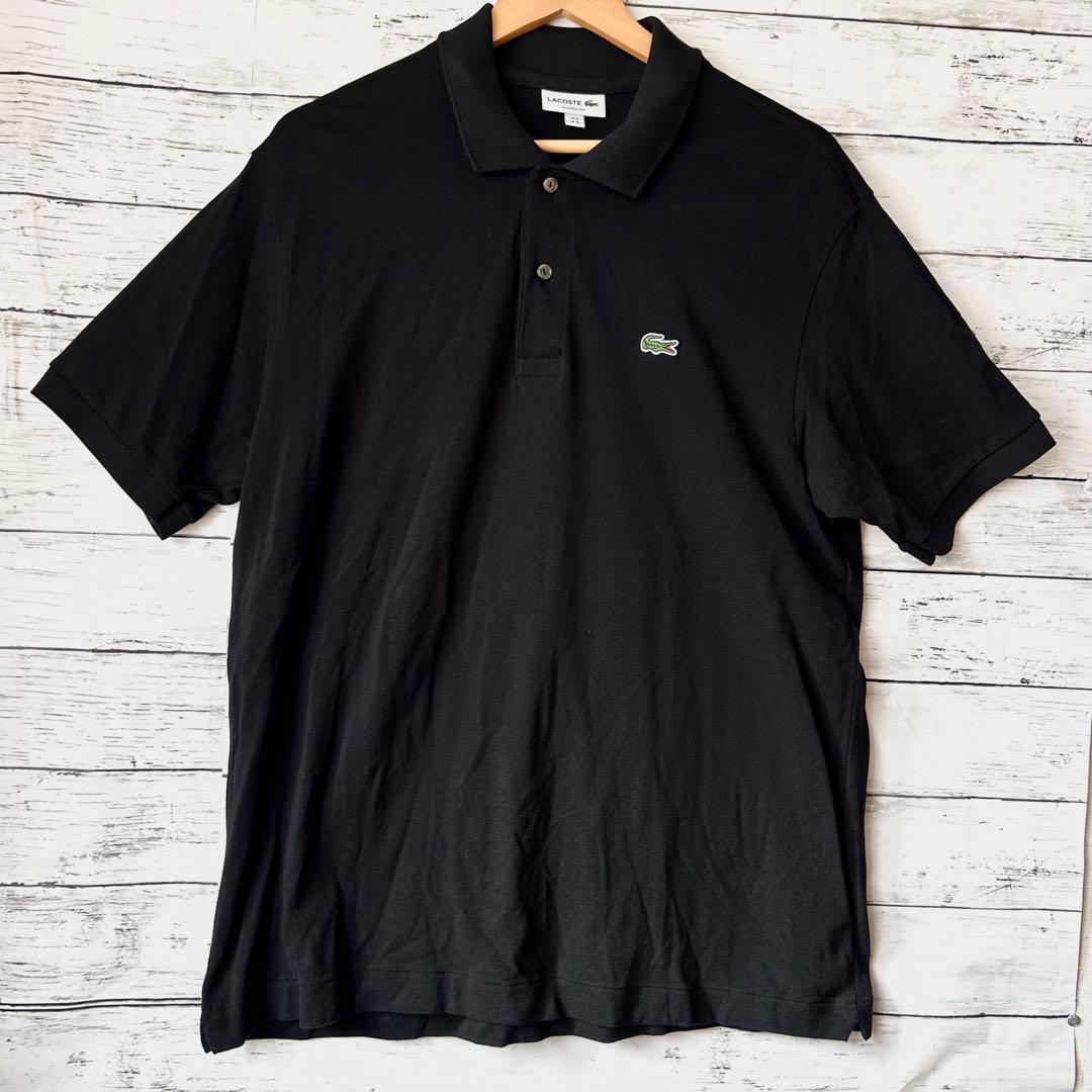 【日本製】　ラコステ　ポロシャツ　L1212　黒　ブラック　状態良好　XL
