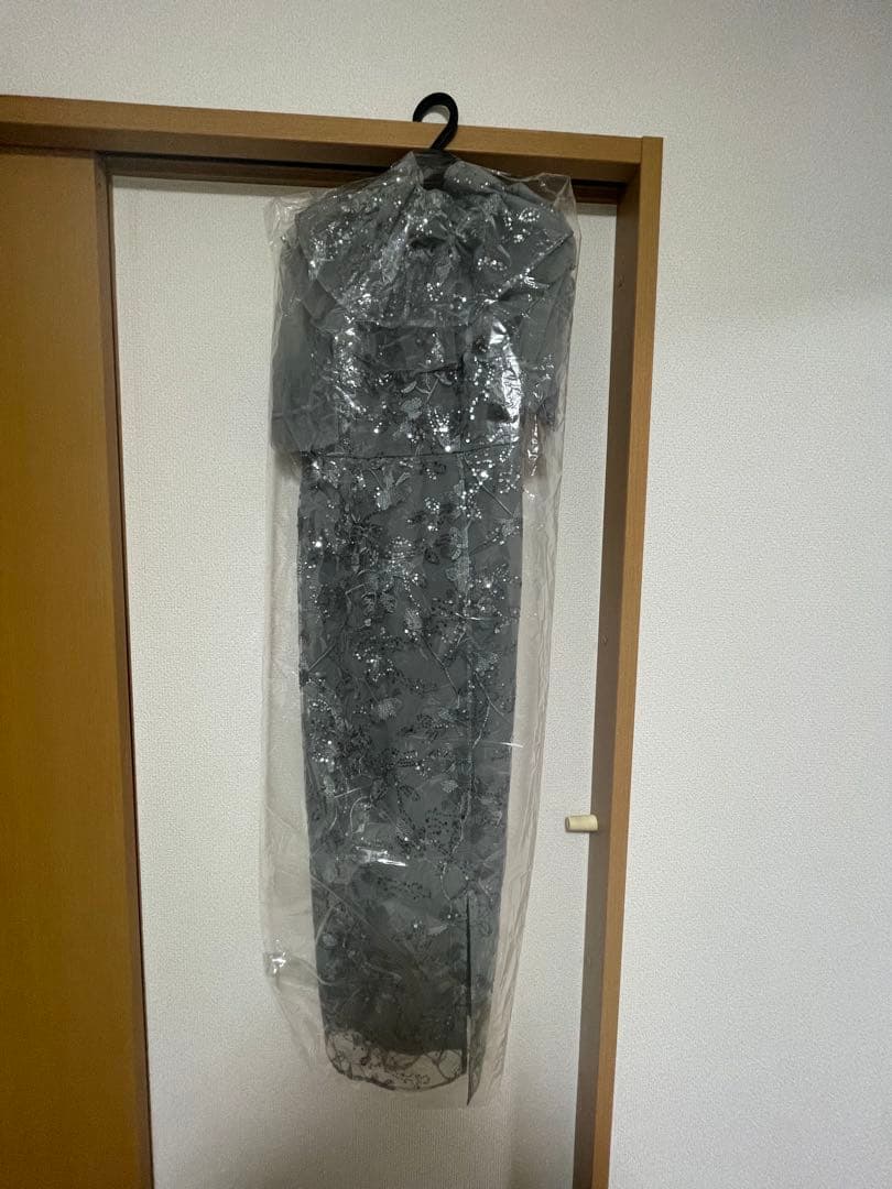 【LEJA】3WAYチュールラッフルフラワースパンコールIラインワンピースドレス