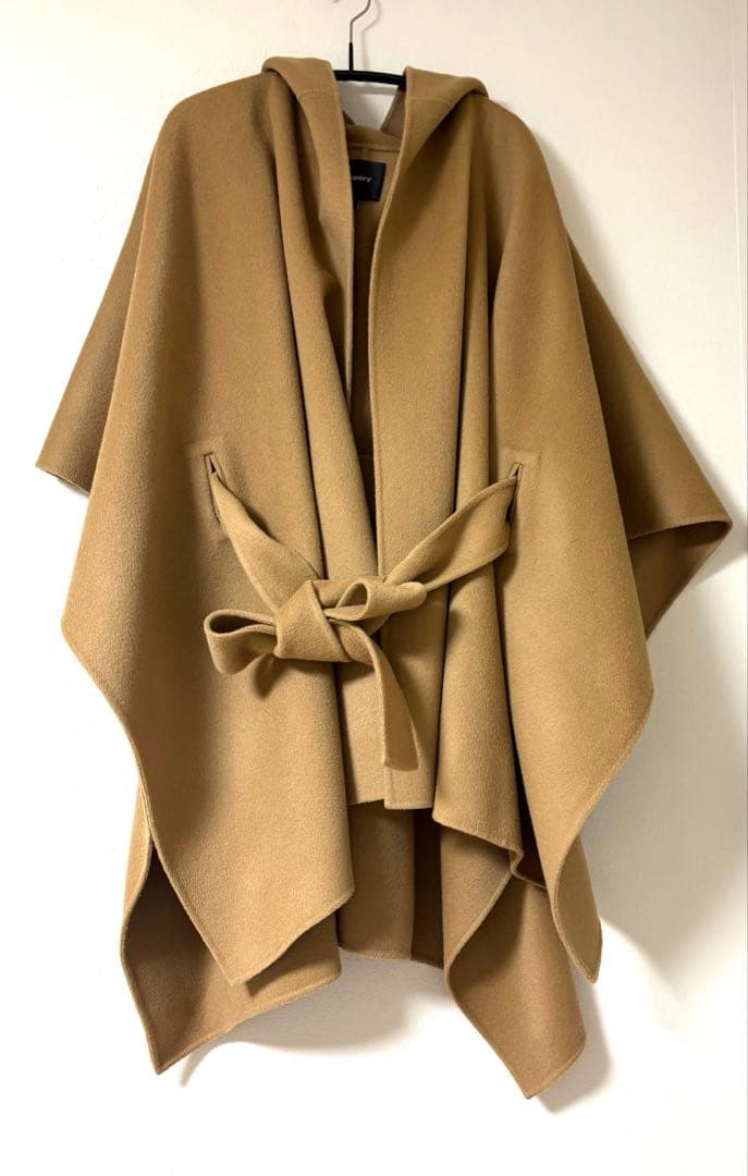 セオリーtheoryダブルフェイスポンチョ風ケープショートコート