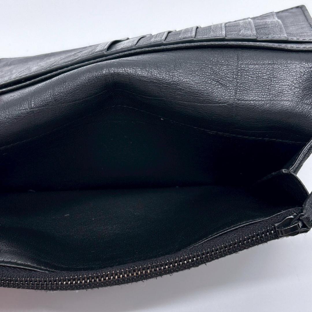 極美品✨ イヴサンローラン クロコダイル型押し カサンドラ 二つ折り 長財布