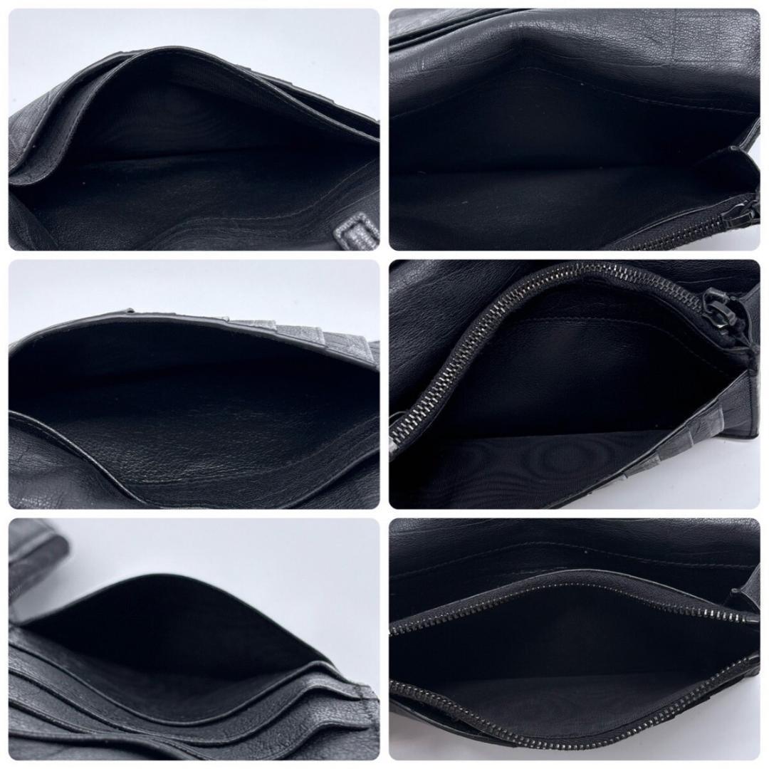 極美品✨ イヴサンローラン クロコダイル型押し カサンドラ 二つ折り 長財布