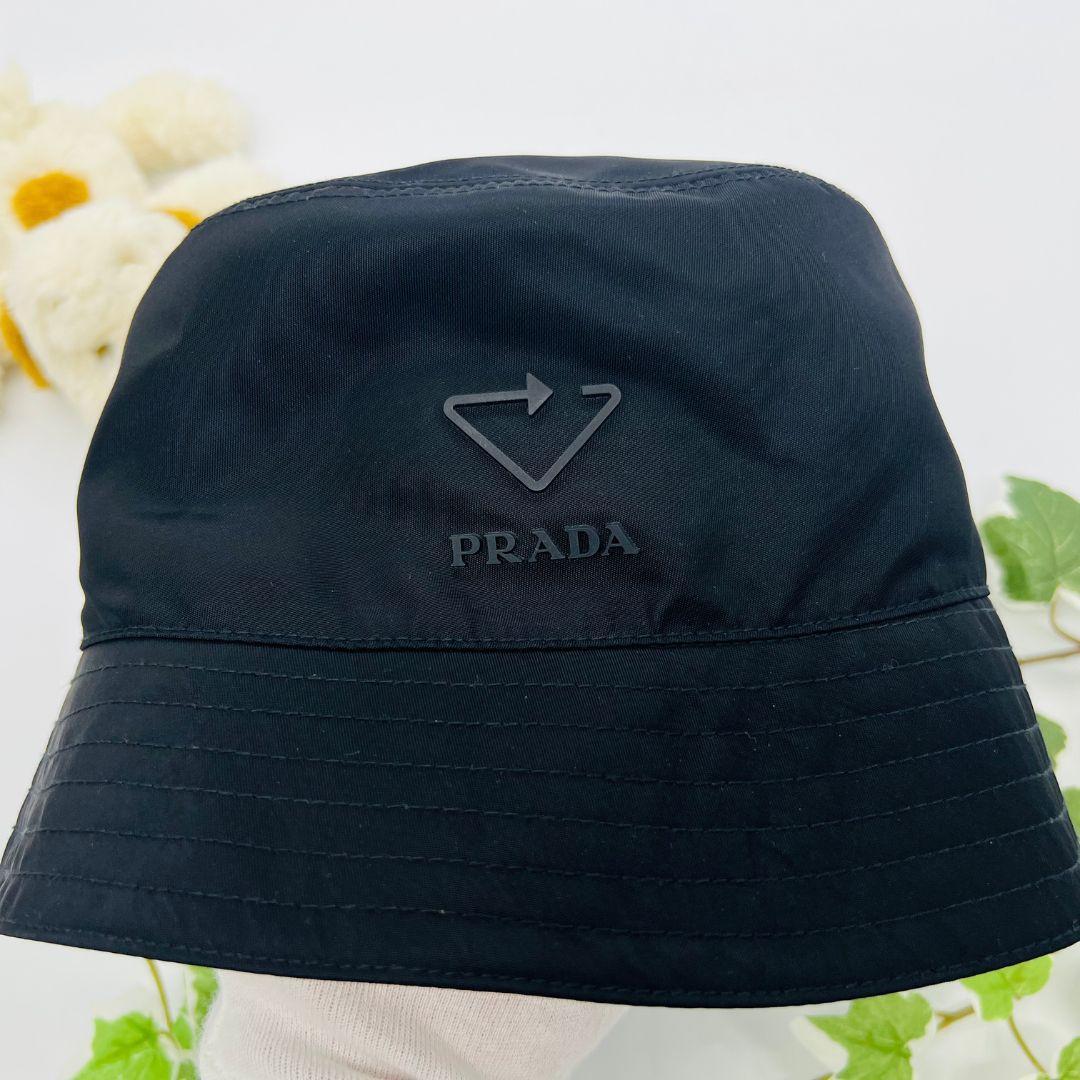プラダ 2HC137　トライアングルロゴ バケットハット ブラック ポリ