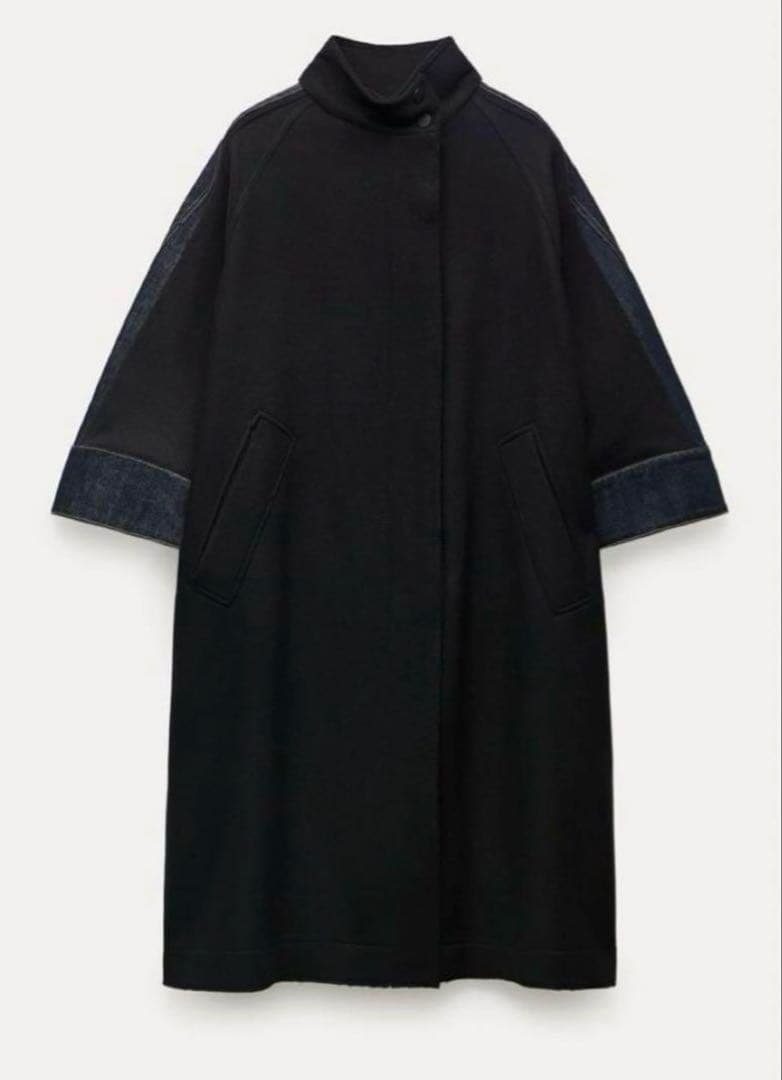 【希少】ZARA ポンチョコート MANTECO デニム M ブラック