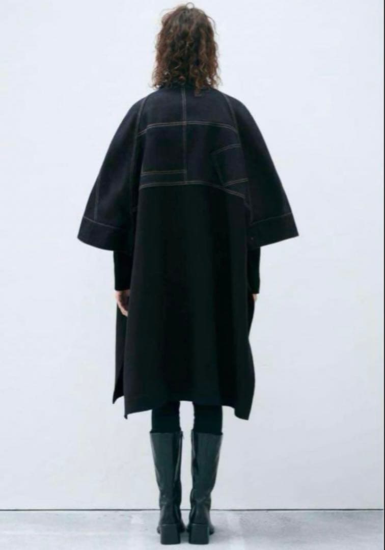 【希少】ZARA ポンチョコート MANTECO デニム M ブラック